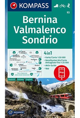 Bernina, Valmalenco, Sondrio, Kompass Wanderkarte 93