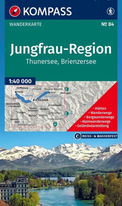 Jungfrau-Region, Thunersee, Brienzersee, Kompass Wanderkarte 84