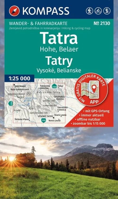 Tatra: Hohe, Belaer, Kompass Wanderkarte 2130