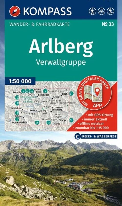Arlberg Verwallgruppe, Kompass Wanderkarte 33