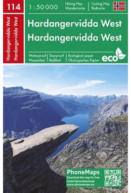 Hardangervidda West Hiking & Cycling Map