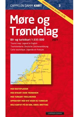Møre og Trøndelag  1: 335 000  (2021) : bil- og turistkart = tourist map = Touristenkarte = carte touristique