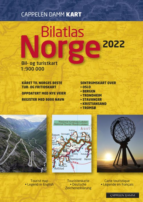 Bilatlas Norge 2022 : bil- og turistkart 1:900.000