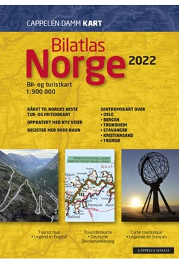 Bilatlas Norge 2022 : bil- og turistkart 1:900.000