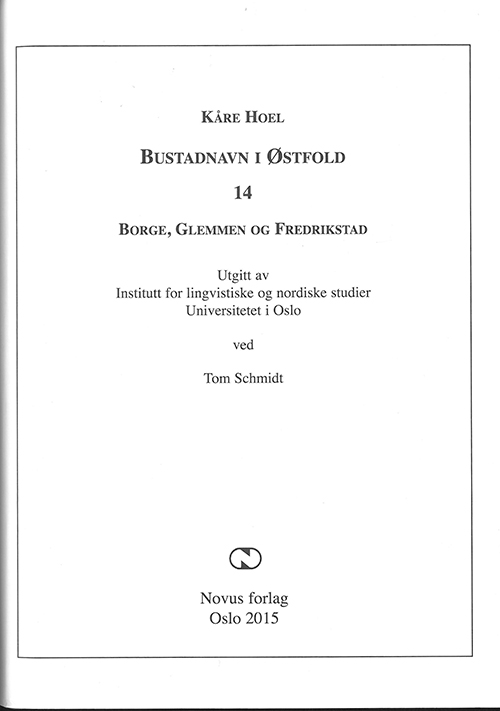 Bustadnavn i Østfold 14 : Borge, Glemmen og Fredrikstad