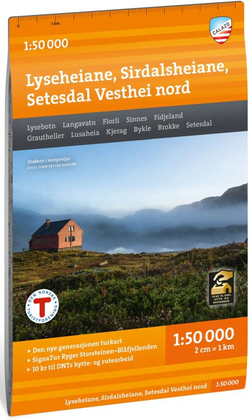 Turkart Lyseheiane, Sirdalsheiane & Setesdal Vesthei nord 1:50 000