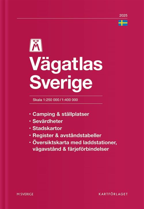 M Vägatlas Sverige 2026  (1:250 000/1:400 000) (m. bykort) (35. uppl.)